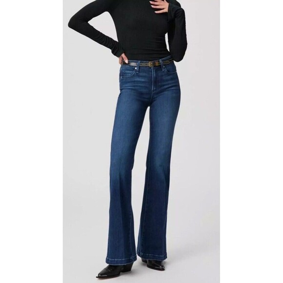 Paige Denim - Paige Genevieve NWT high rise flare wide jean sail away dark wash 33 NEW